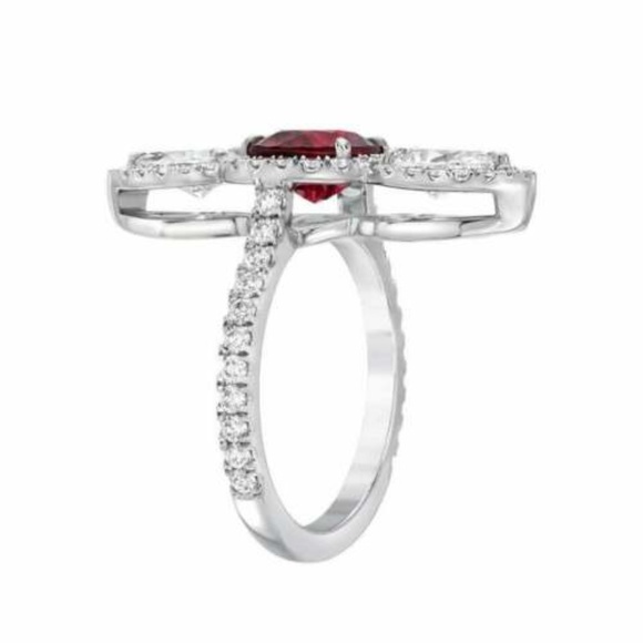 925 Silver Oval Cut Garnet Ring New - Picture 6 of 7